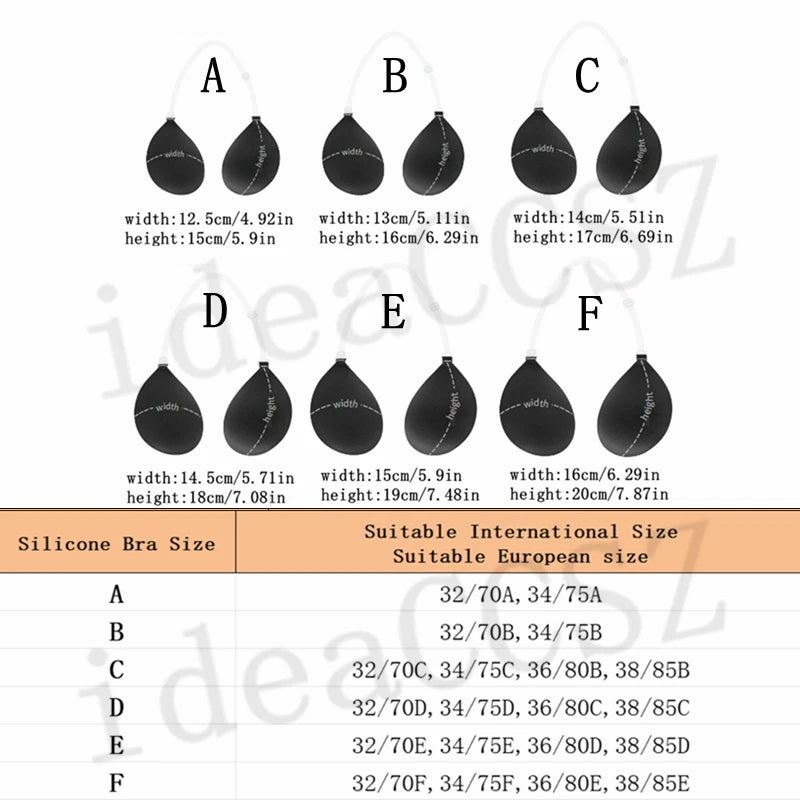 Bravellea Sticky Adhesive Bra - Invisible Backless Push-Up with Transparent Straps