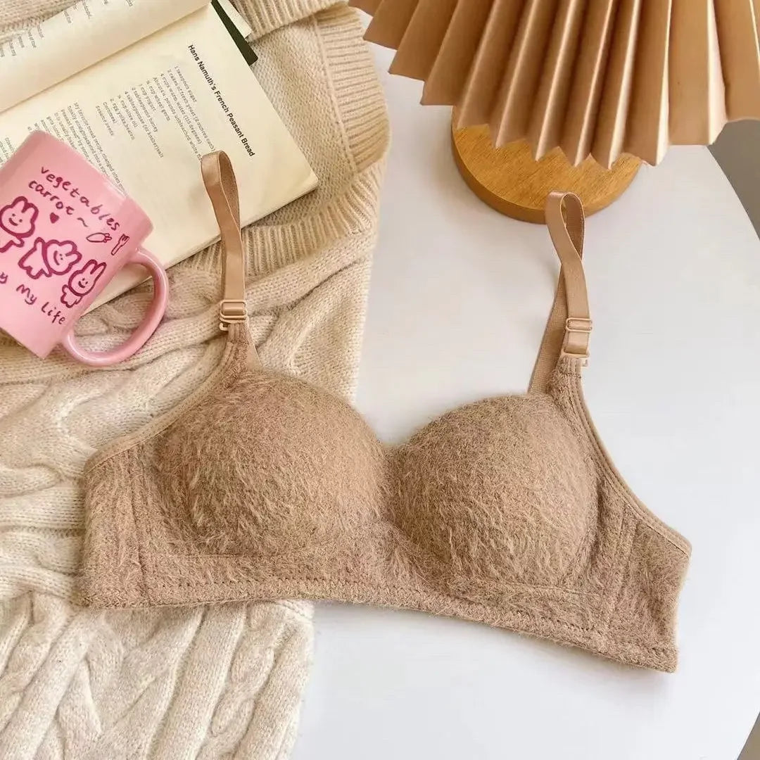 Bravellea Winter Fluffy Gathering Bra - Wireless Comfort Push-Up for Girls