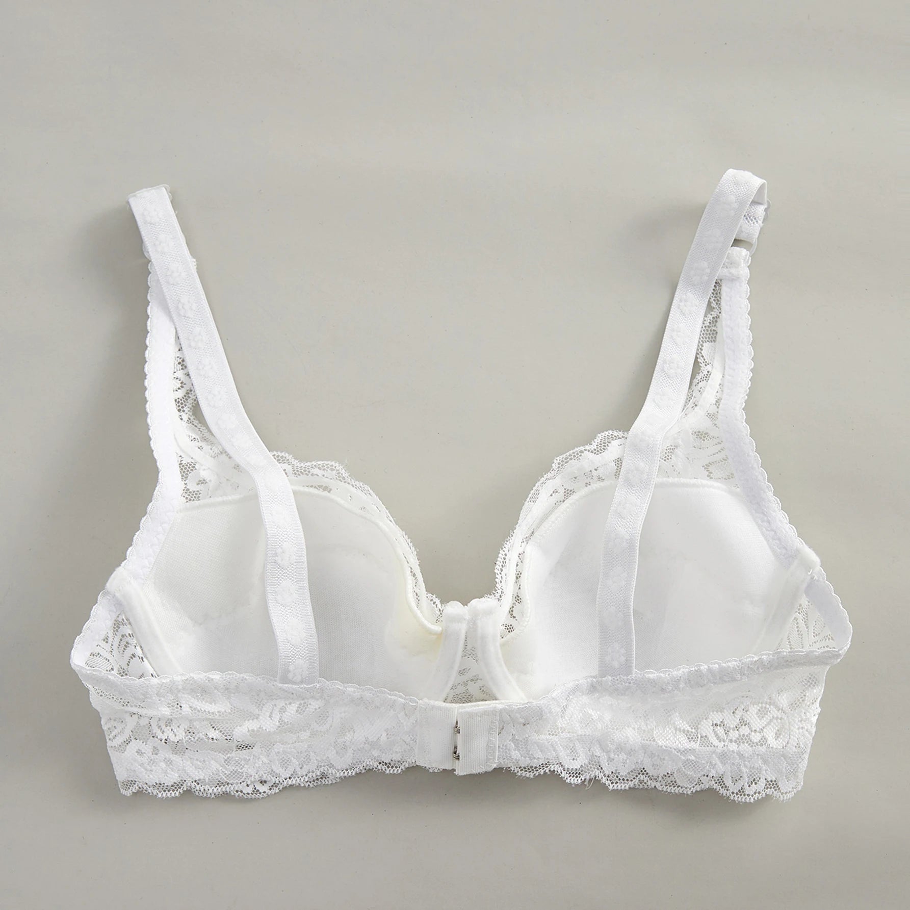 Bravellea Solid Color Bow Decor Bra - Push-Up Underwire Lace Adjustable