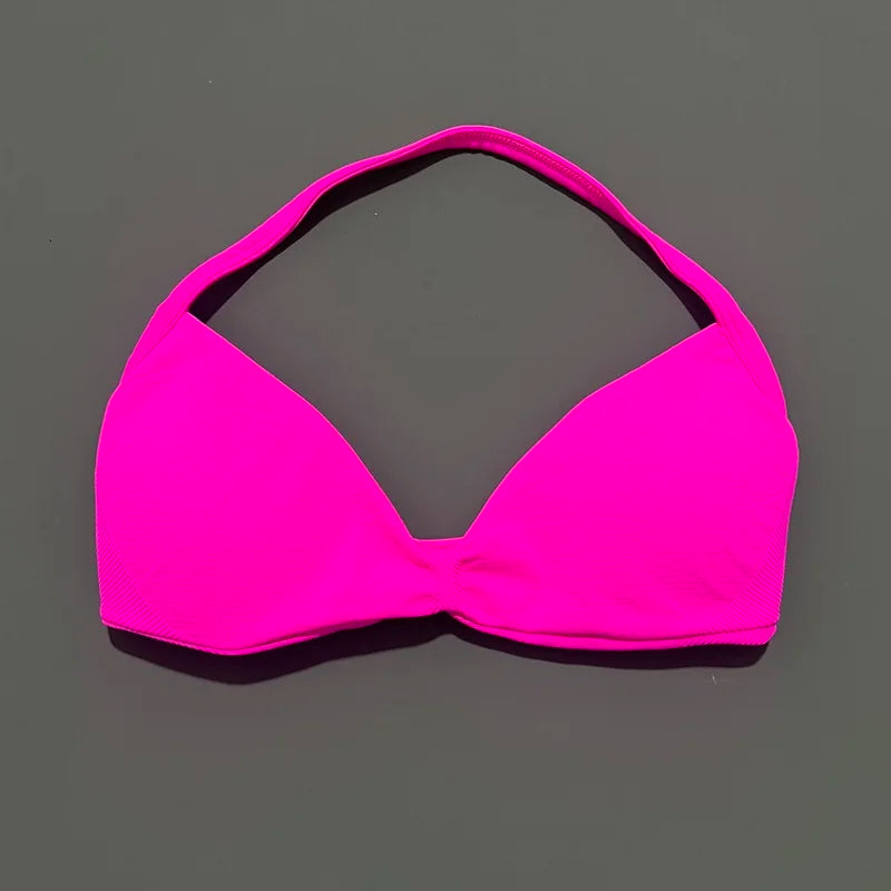 Bravellea Solid Color Impact Strappy Sports Bra - Seamless Yoga Halter Top