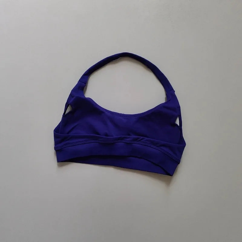 Bravellea Shockproof Seamless Halter Sports Bra - Open Back Push-Up Top