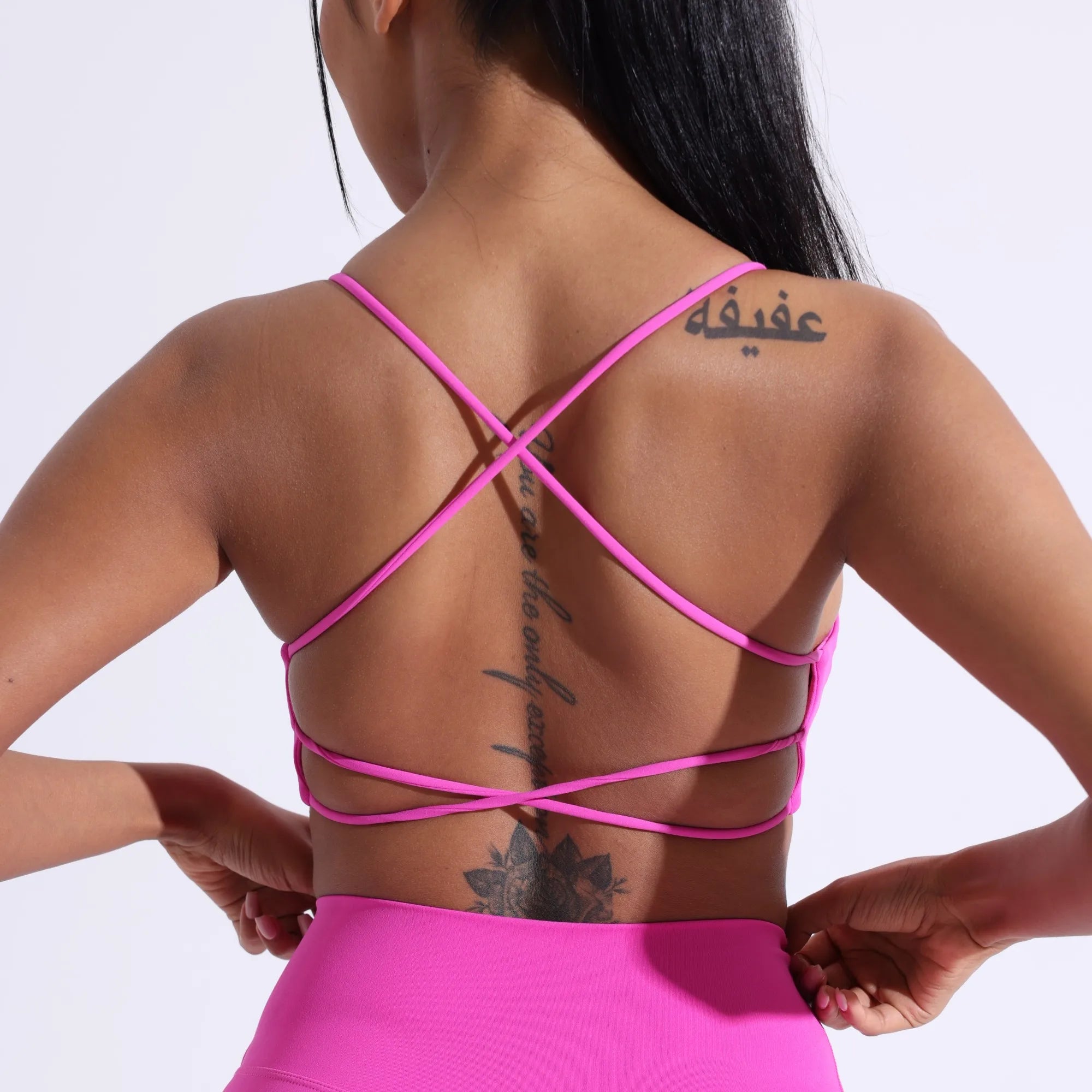 Bravellea Solid Color Gym Yoga Bra - Cross Back High Strength Sports Top