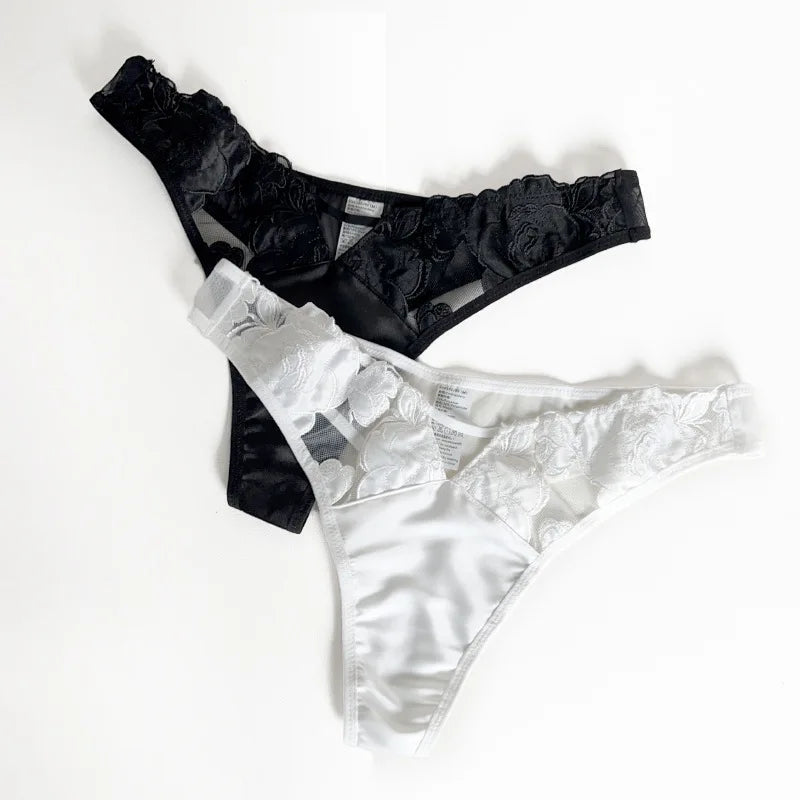 Bravellea French Rose Embroidery Set - Ultra-Thin Lace Bra & Panty