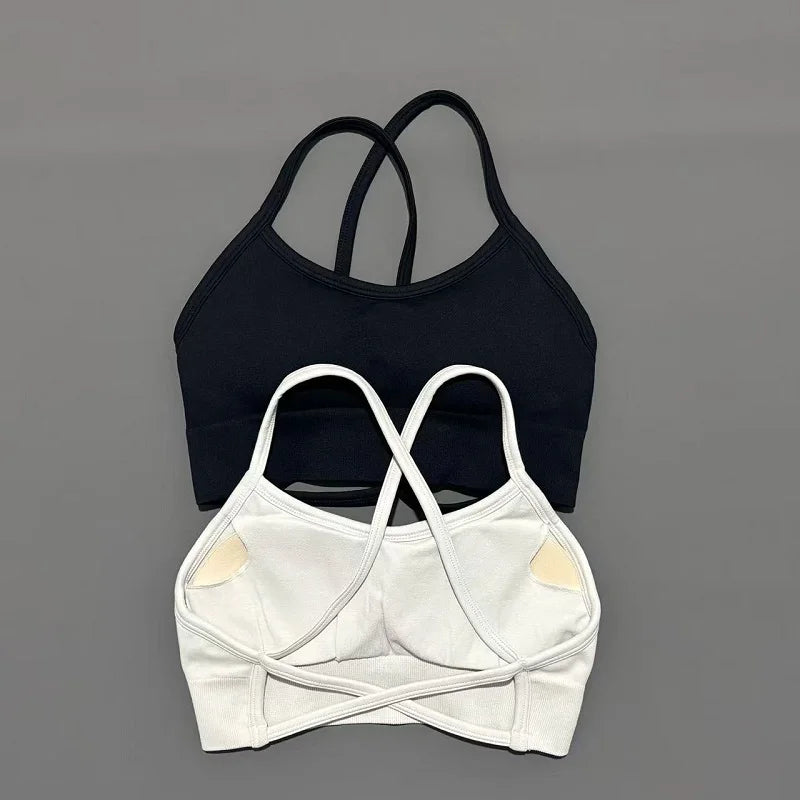 Bravellea Seamless Sports Bra - Push-Up Yoga Top with Removable Pads