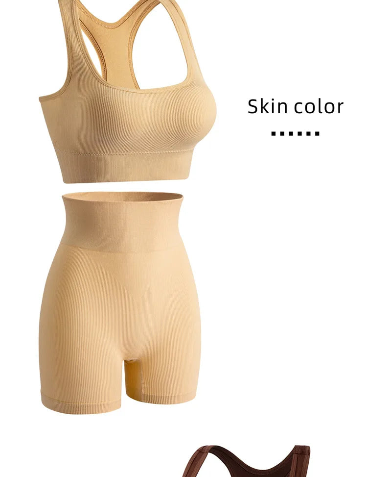 Bravellea Wireless Sports Bra & Panty Set - Seamless Crop Top Fitness Lingerie.