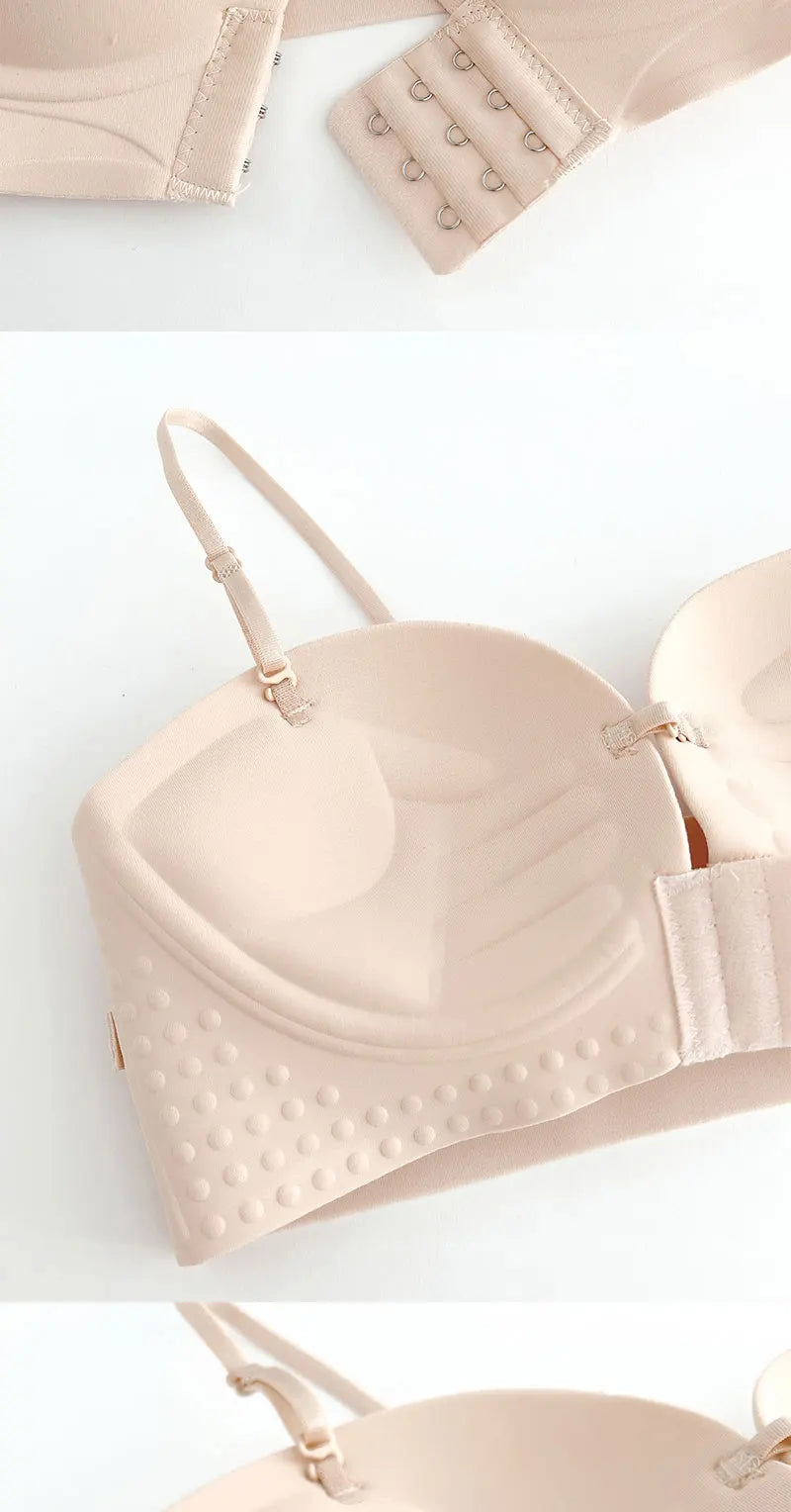 Bravellea Front Closure Push-Up Bra - Seamless Plunge Wireless Strapless