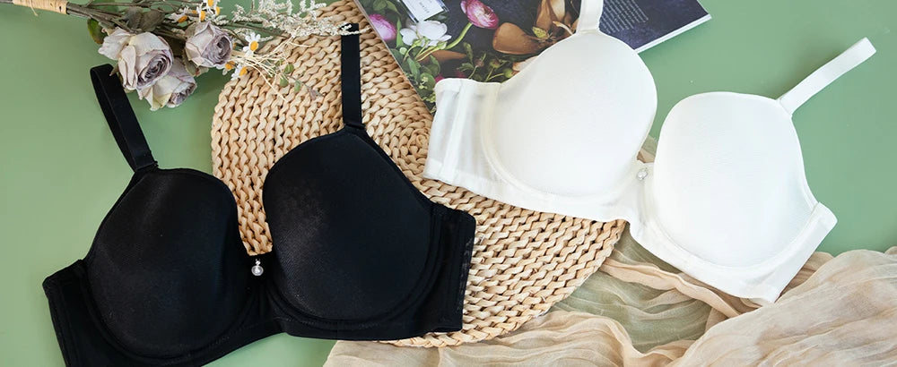 Bravellea Plus Size Full Coverage Bra - Ultra-Thin Mesh Plunge Push-Up C-F Cup