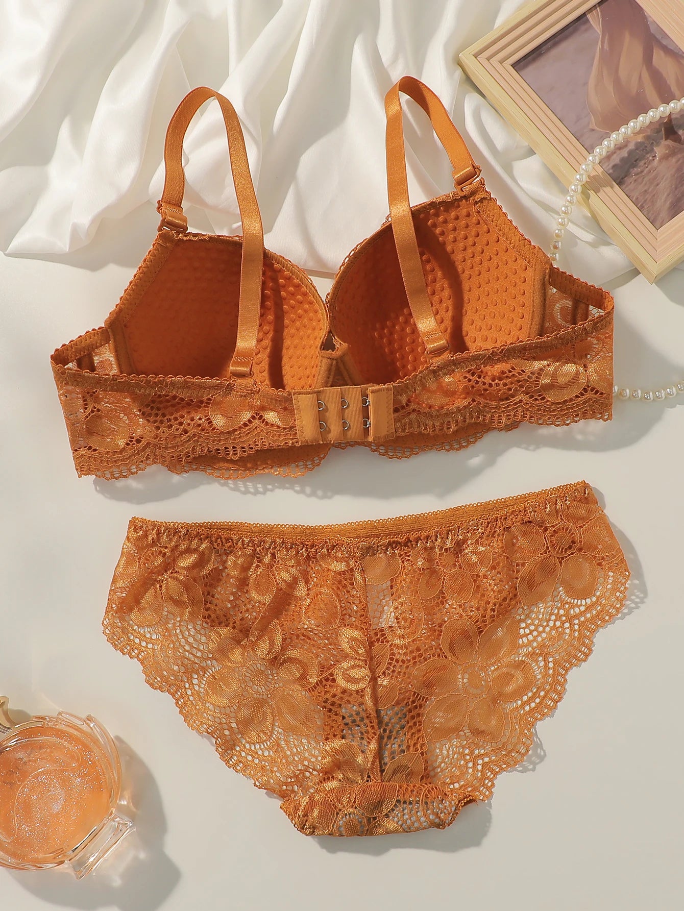 Bravellea Lace Daily Lingerie Set - Solid Color Gather & Lift 2-Piece