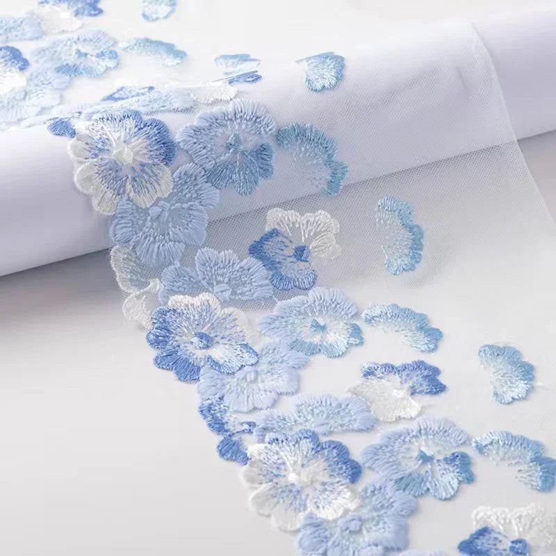 Bravellea Mesh Tulle Embroidered Lace 18.5cm - Wide Trim for Bra Dress Fabric