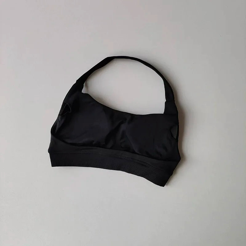 Bravellea Shockproof Seamless Halter Sports Bra - Open Back Push-Up Top
