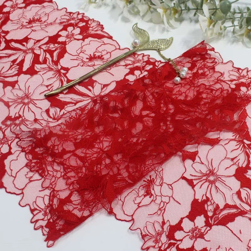 Bravellea Embroidered Tulle Trim 1 Yard - Soft Mesh Lace for Lingerie Crafts