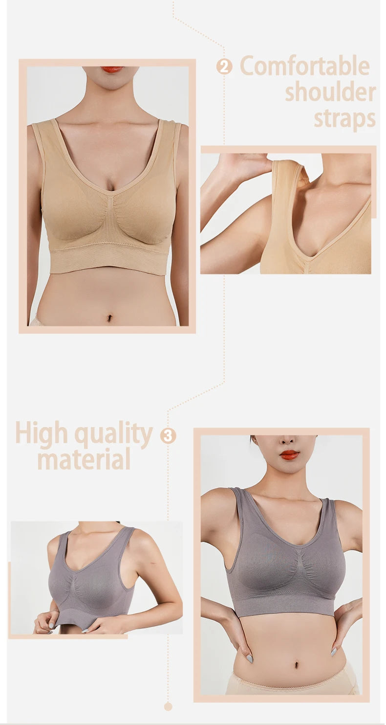 Bravellea Sports Bra - Removable Padded Shockproof Fitness Yoga Vest S-5XL