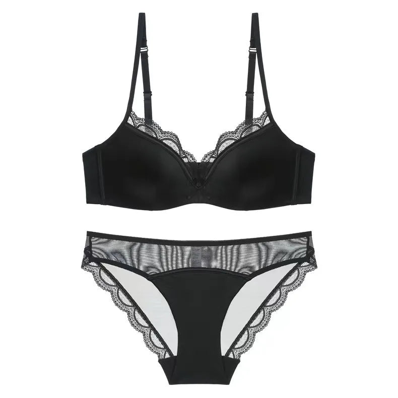Bravellea French Luxury Silk Bra Set - Adjustable Slimming Bralette & Panty.