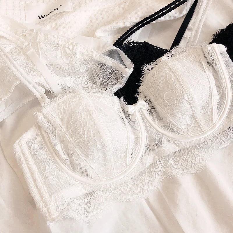 Bravellea French Lace Embroidery Set - Sexy Push-Up Bra & Panty Lavender