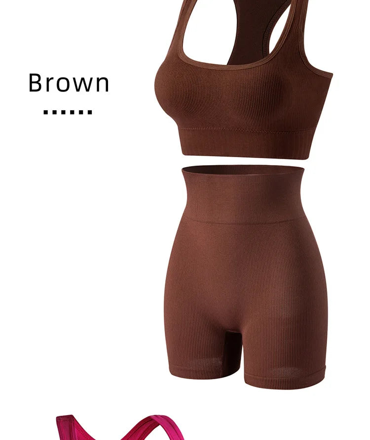 Bravellea Wireless Sports Bra & Panty Set - Seamless Crop Top Fitness Lingerie.
