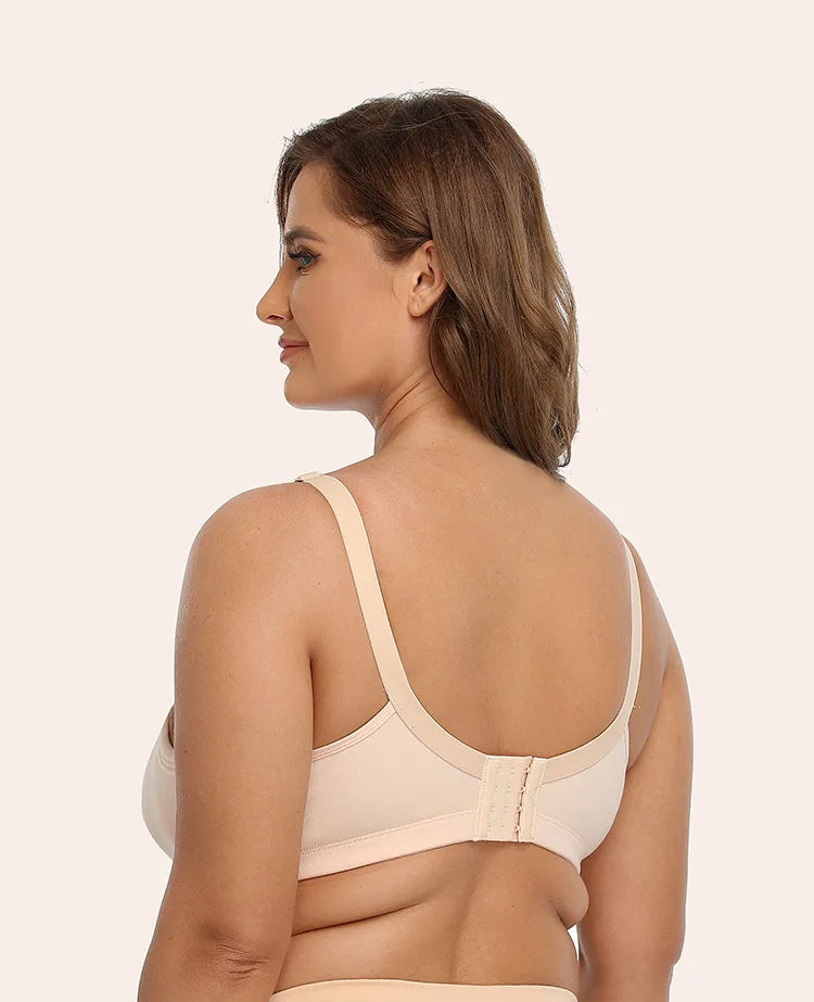 Bravellea Plus Size Cotton Full Cup Bra - Breathable Lace Trim B-F Cup