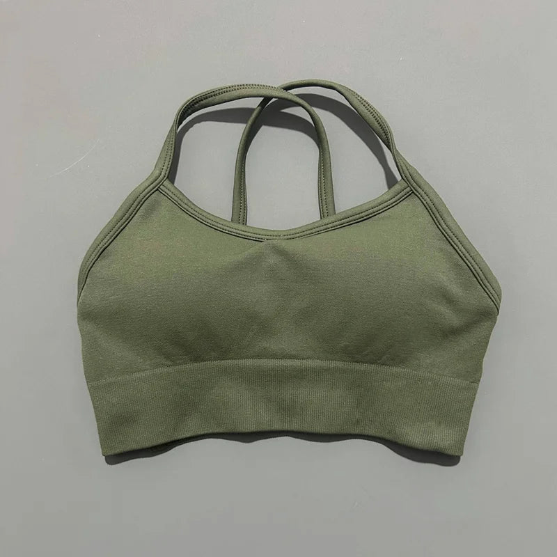Bravellea Seamless Sports Bra - Push-Up Yoga Top with Removable Pads