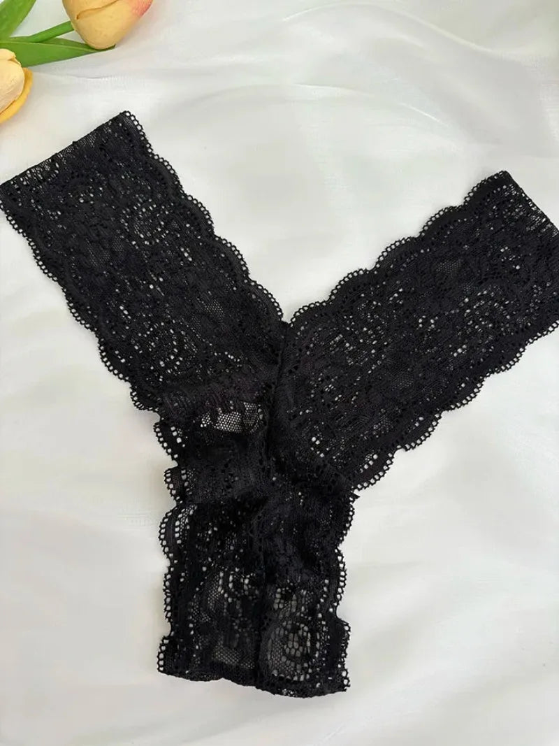 Bravellea Personalized Crystal Name Thong - Custom Text Lace G-String Gift.