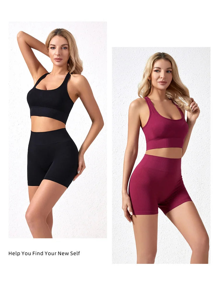 Bravellea Wireless Sports Bra & Panty Set - Seamless Crop Top Fitness Lingerie