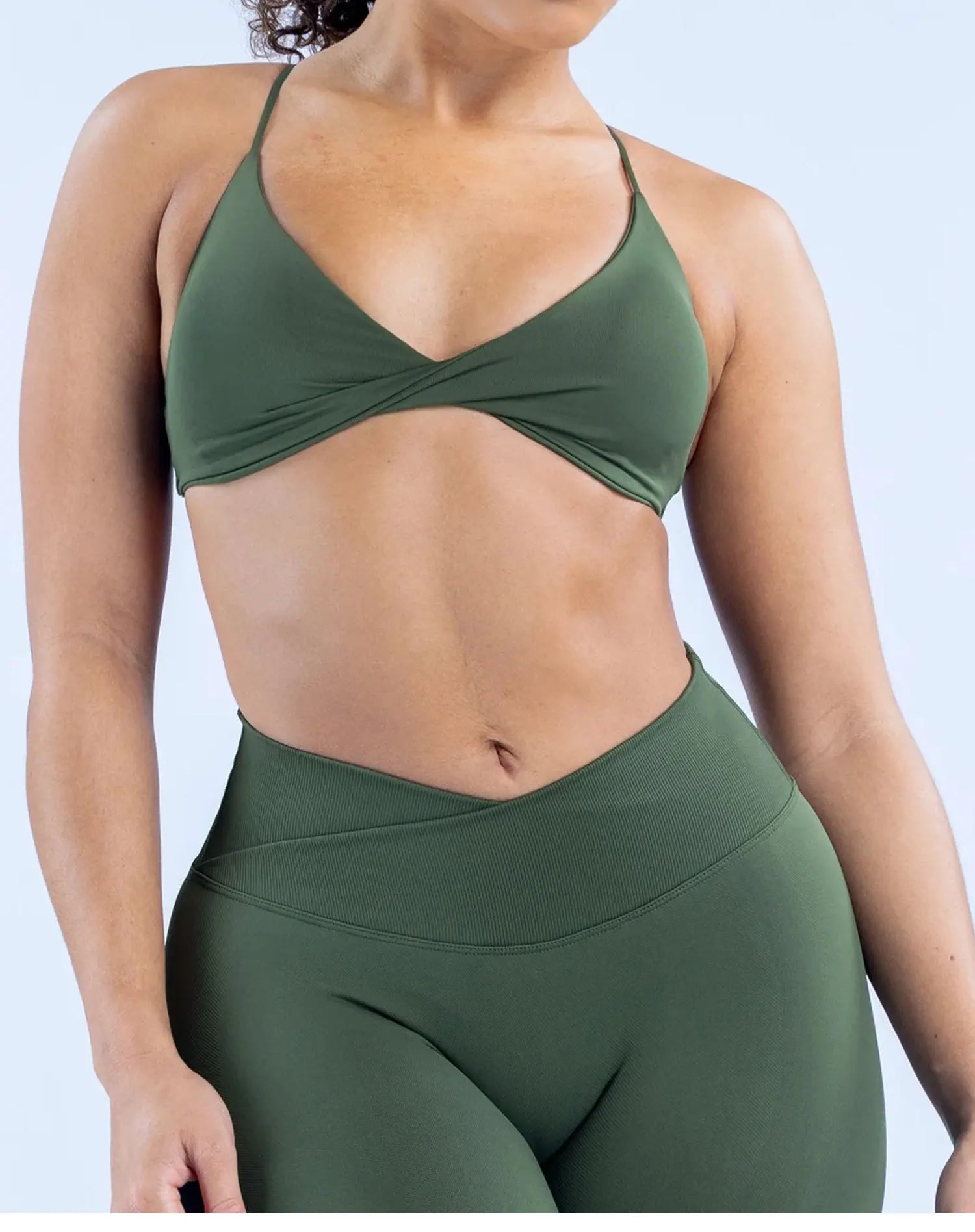 Bravellea Twist Front Sports Bra - High Support Push-Up Seamless Yoga Top