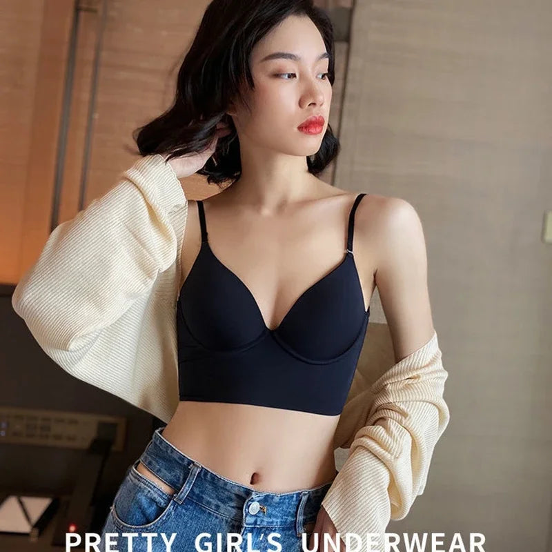 Bravellea Invisible Backless Lift-Up Bra - Deep U Plunge Seamless for Summer
