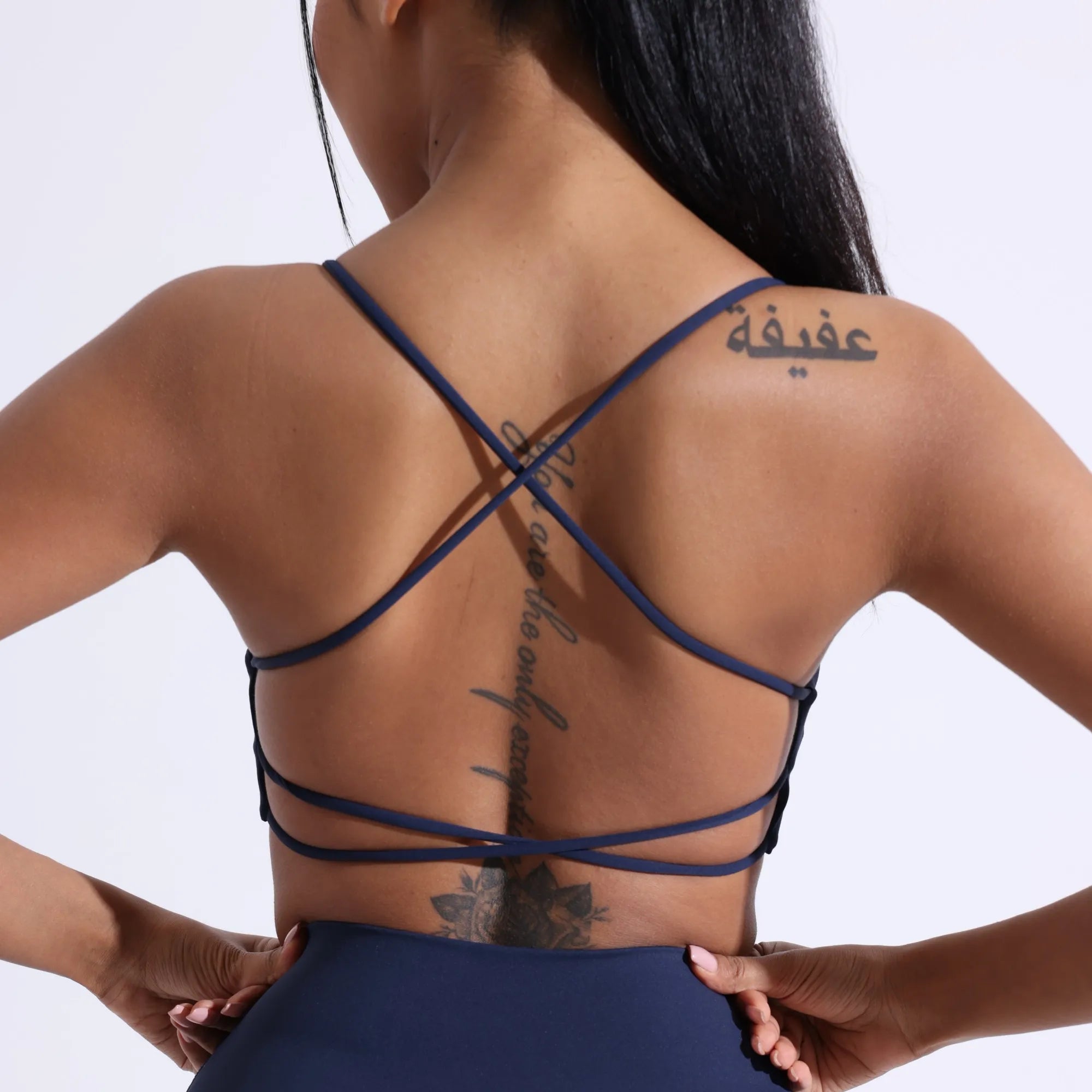 Bravellea Solid Color Gym Yoga Bra - Cross Back High Strength Sports Top