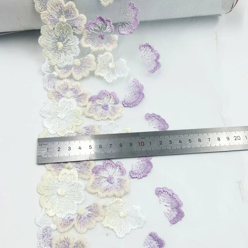 Bravellea Embroidered Tulle Trim 1 Yard - Soft Mesh Lace for Lingerie Crafts