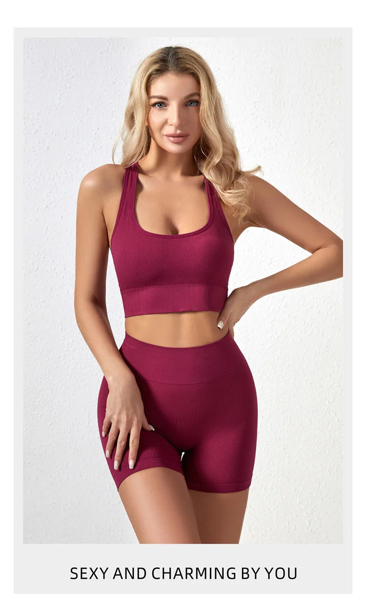 Bravellea Wireless Sports Bra & Panty Set - Seamless Crop Top Fitness Lingerie