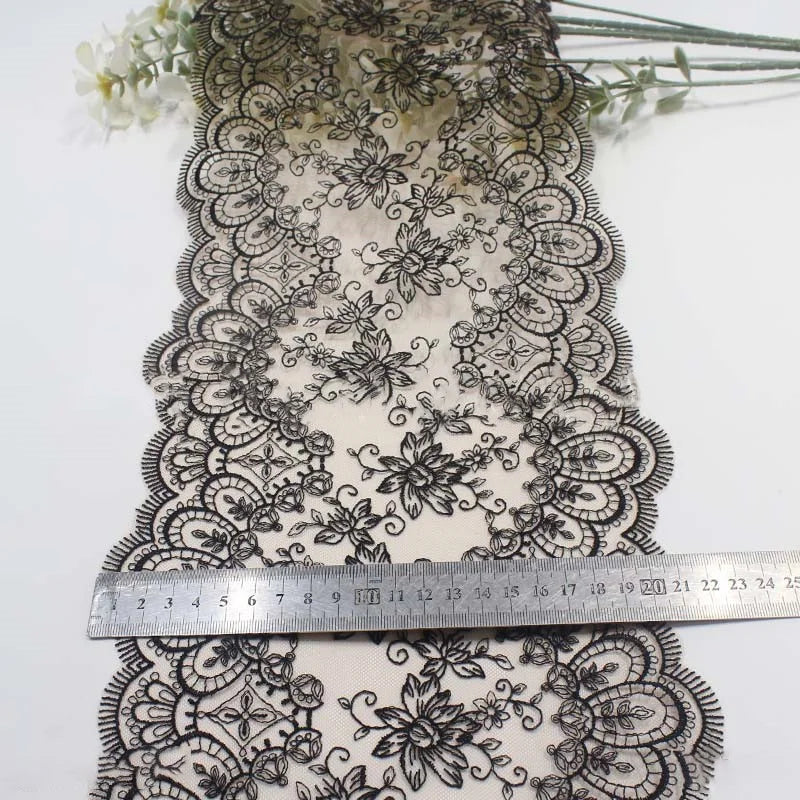 Bravellea Embroidered Tulle Trim 1 Yard - Soft Mesh Lace for Lingerie Crafts