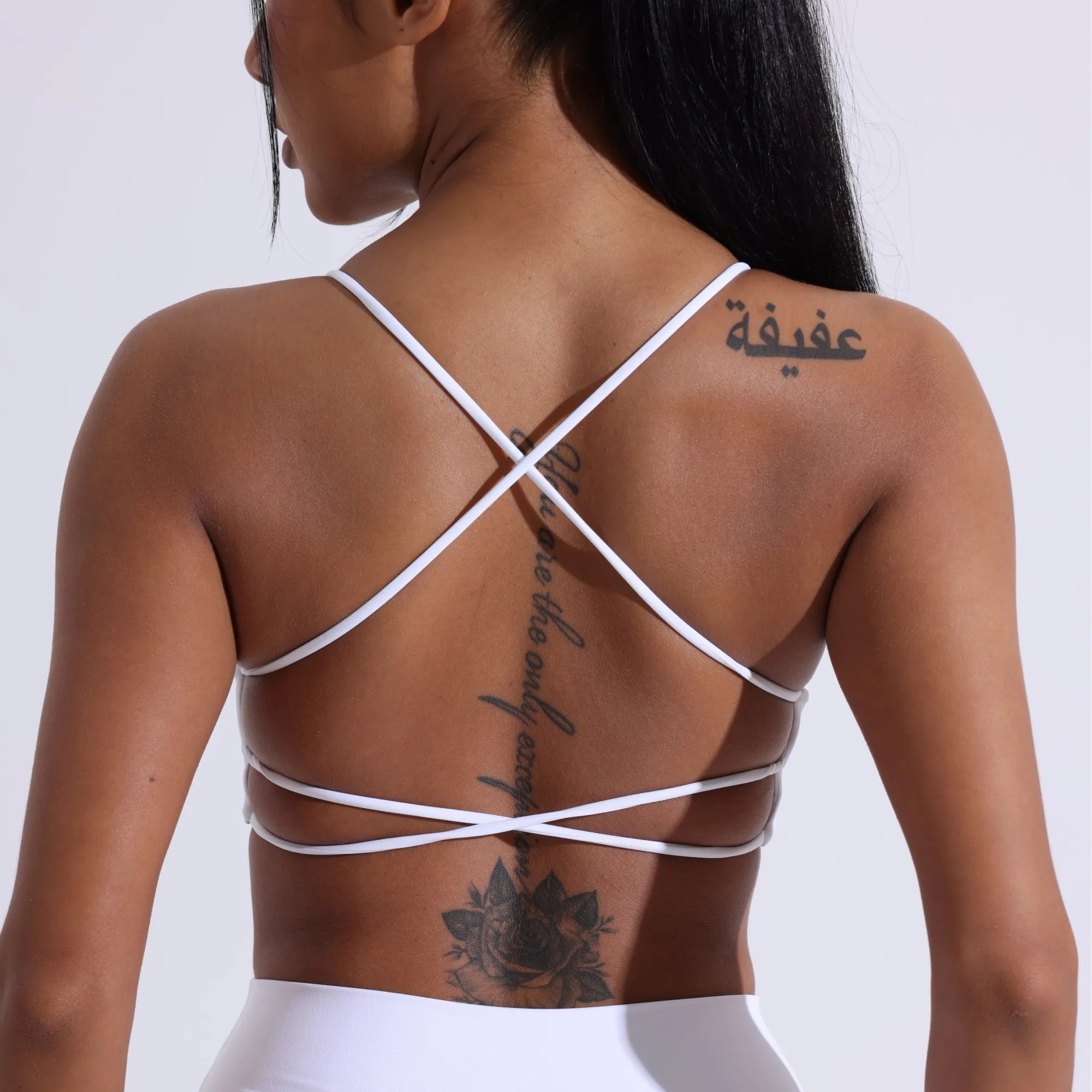 Bravellea Solid Color Gym Yoga Bra - Cross Back High Strength Sports Top