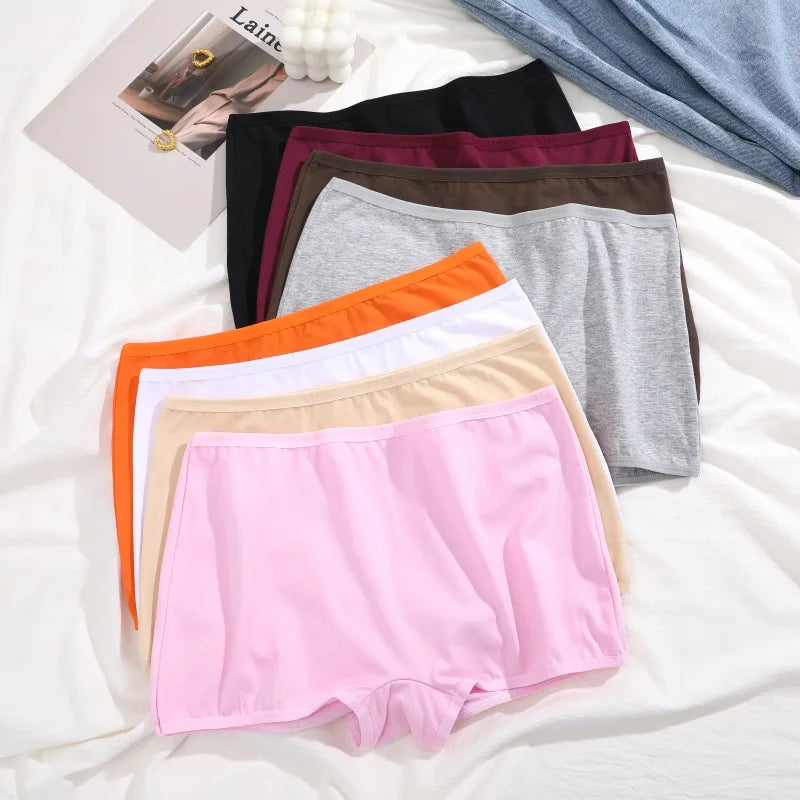 Bravellea Cotton Boxer Briefs 4-Pack - Seamless High Waist Women's Underwear