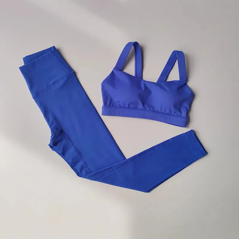 Bravellea Seamless Yoga Set - 2-Piece Push-Up Bra & High Waist Leggings