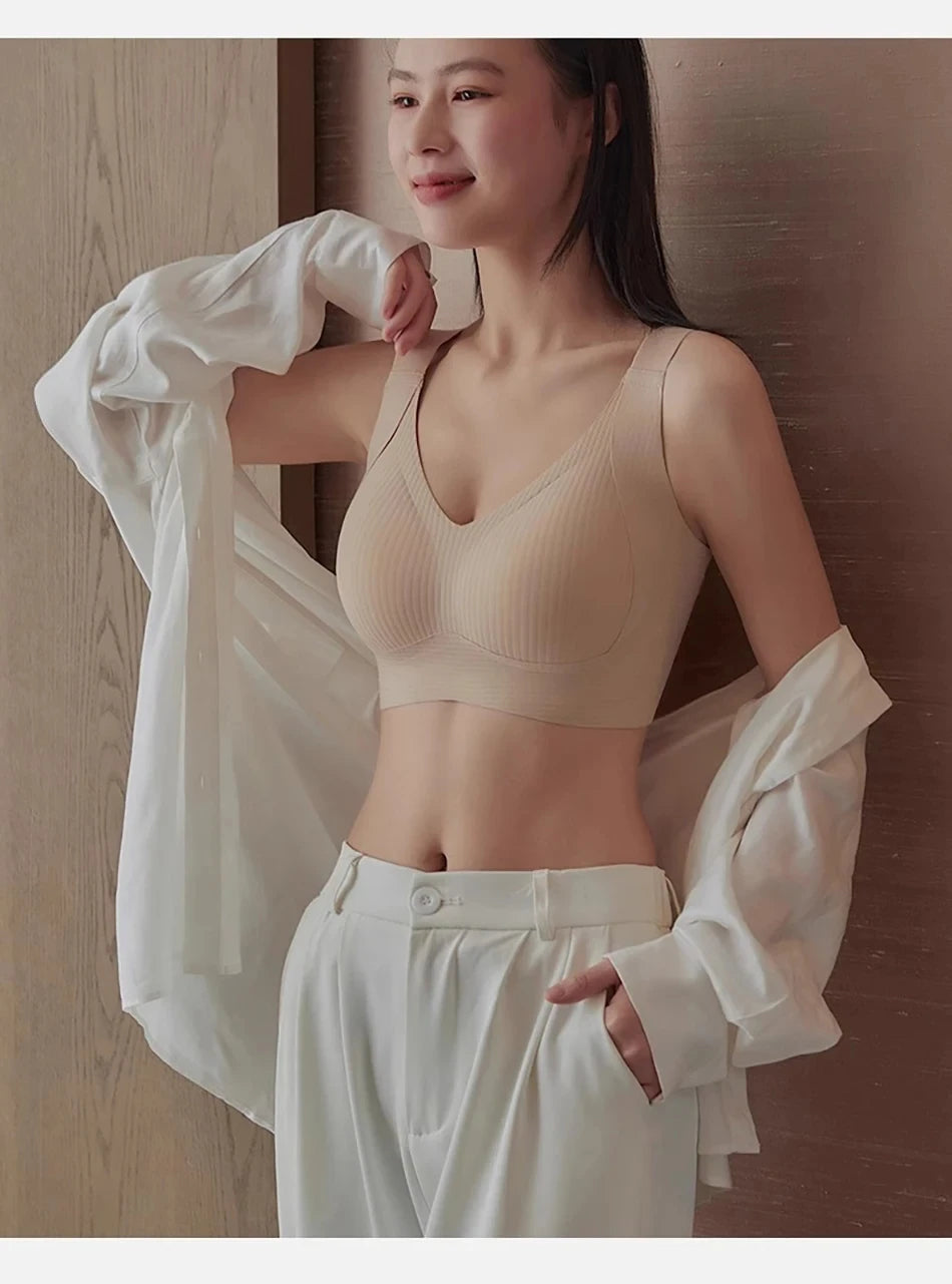 Bravellea Seamless Wireless Bra - Thin Style Anti-Sagging Push-Up 1-2 Pack