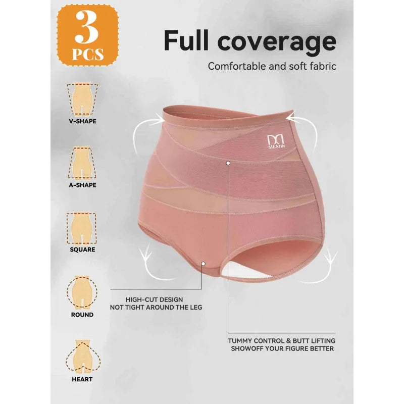 Bravellea Tummy Control Briefs 3-Pack - High Waist Compression Shaping Panties.
