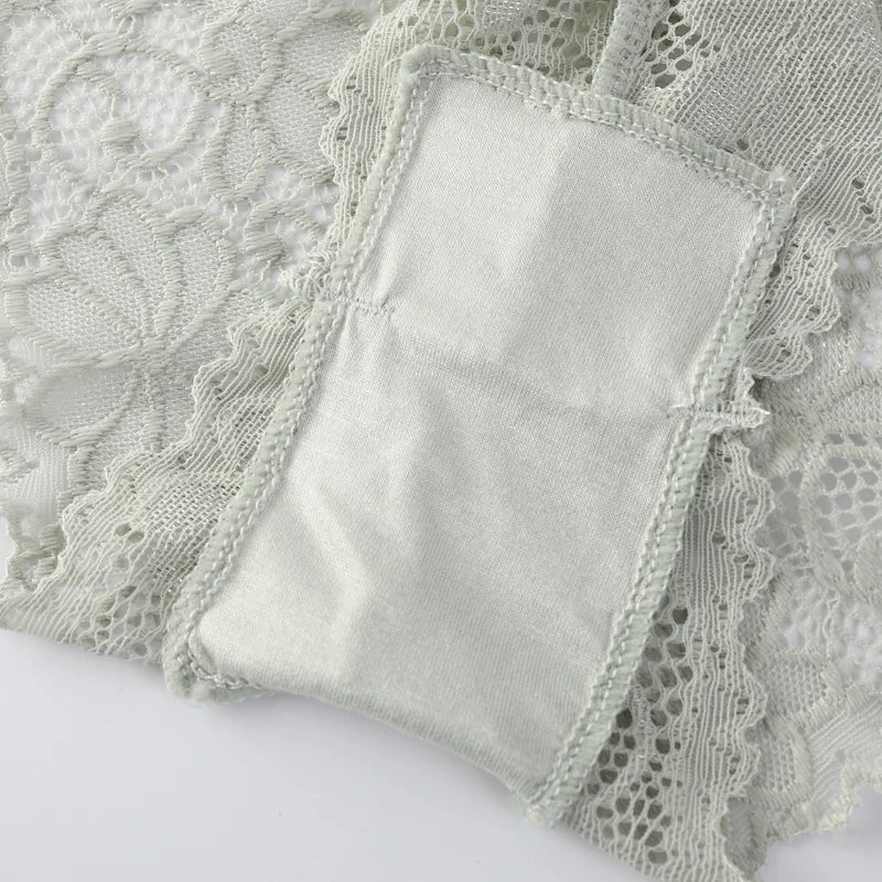 Bravellea Lace Bra & Panty Set - V-Neck Push-Up Sexy Low Waist Lingerie