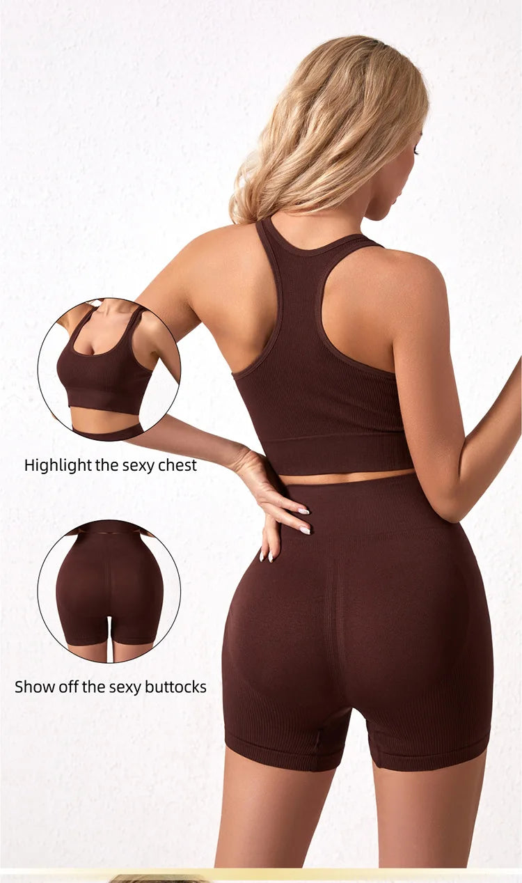 Bravellea Wireless Sports Bra & Panty Set - Seamless Crop Top Fitness Lingerie.