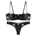 Bravellea French Rose Embroidery Set - Ultra-Thin Lace Bra & Panty