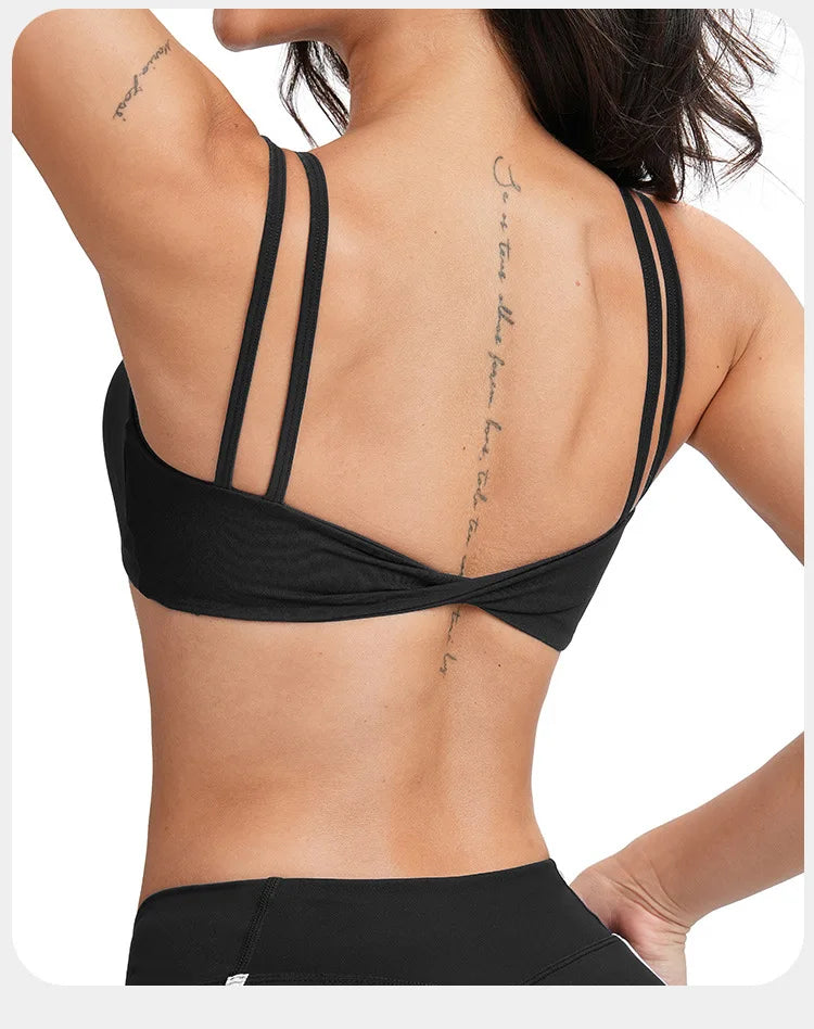 Bravellea Sexy Double Shoulder Strap Yoga Vest - Chest Cushion Sports Bra