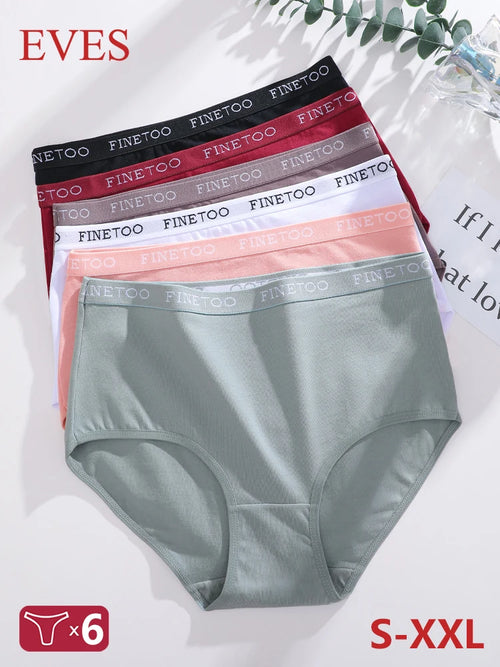 Bravellea Cotton Panties 6-Pack - Seamless High Waist Breathable Briefs Plus Size.
