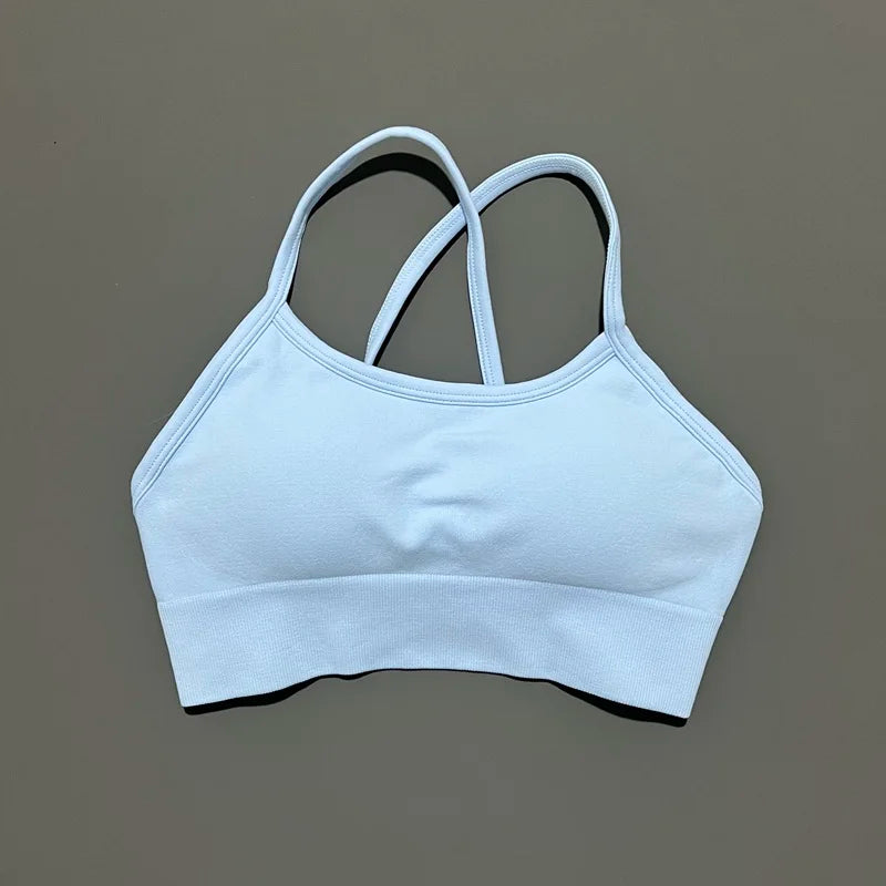 Bravellea Seamless Sports Bra - Push-Up Yoga Top with Removable Pads
