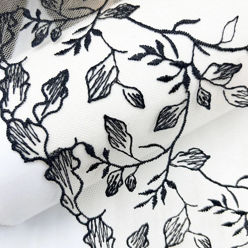 Bravellea Embroidered Tulle Trim 1 Yard - Soft Mesh Lace for Lingerie Crafts