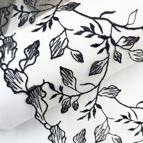 Bravellea Embroidered Tulle Trim 1 Yard - Soft Mesh Lace for Lingerie Crafts