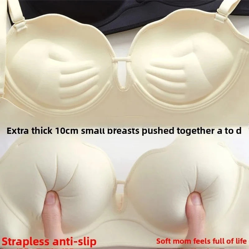 Bravellea 10CM Push-Up Strapless Bra - Extreme Lift Anti-Slip for Small Bust