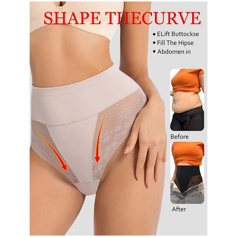 Bravellea Shapewear Thong Panties - High Waist Butt Lifter Body Shaper.