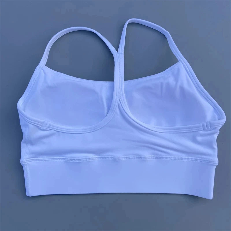 Bravellea Solid Color Y-Line Sports Bra - High Strength Gym Yoga Top with Chest Pad