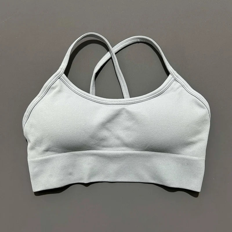 Bravellea Seamless Sports Bra - Push-Up Yoga Top with Removable Pads