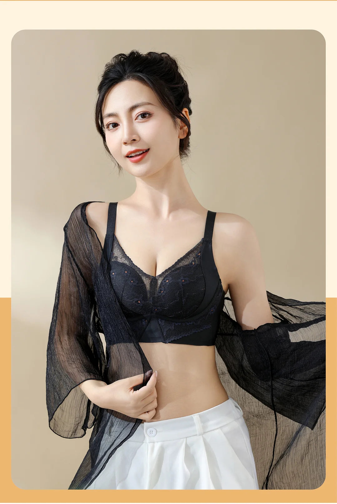 Bravellea Wireless Adjustable Lace Bra - Push-Up Anti-Sagging Sexy Lingerie