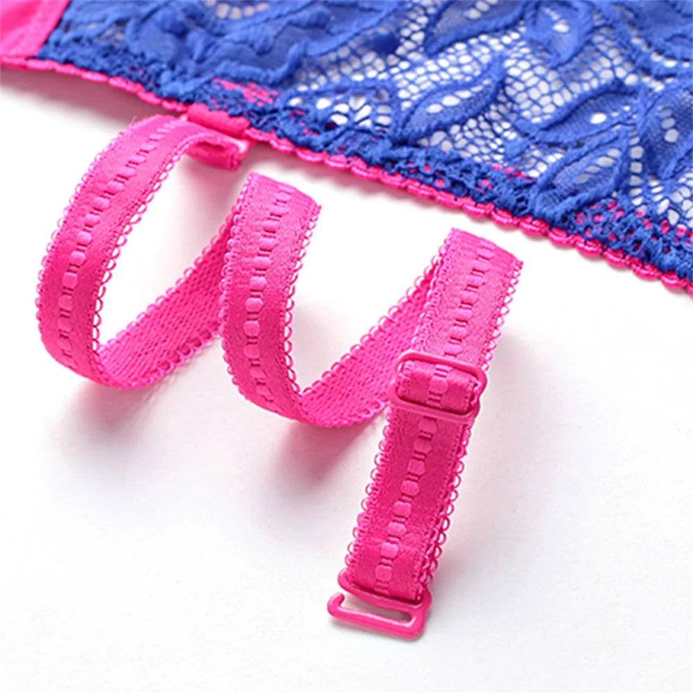 Bravellea Sexy Lace Underwire Bra - Plunge Push-Up Padded A-C Cup