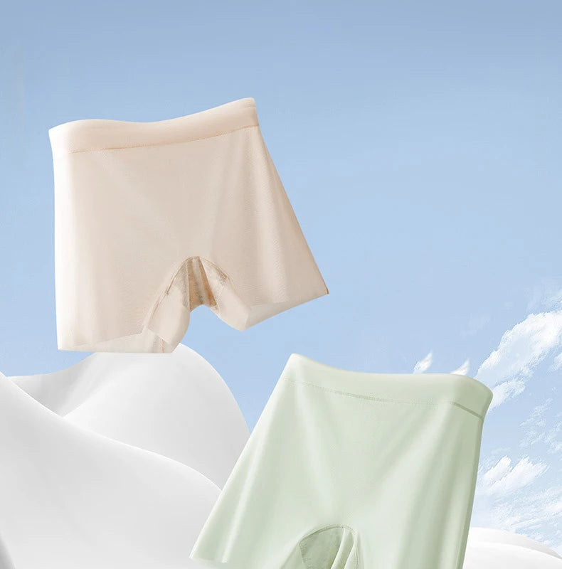 Bravellea Ice Silk Boxer Briefs 3-Pack - Women's Seamless High Waist Safety Shorts
