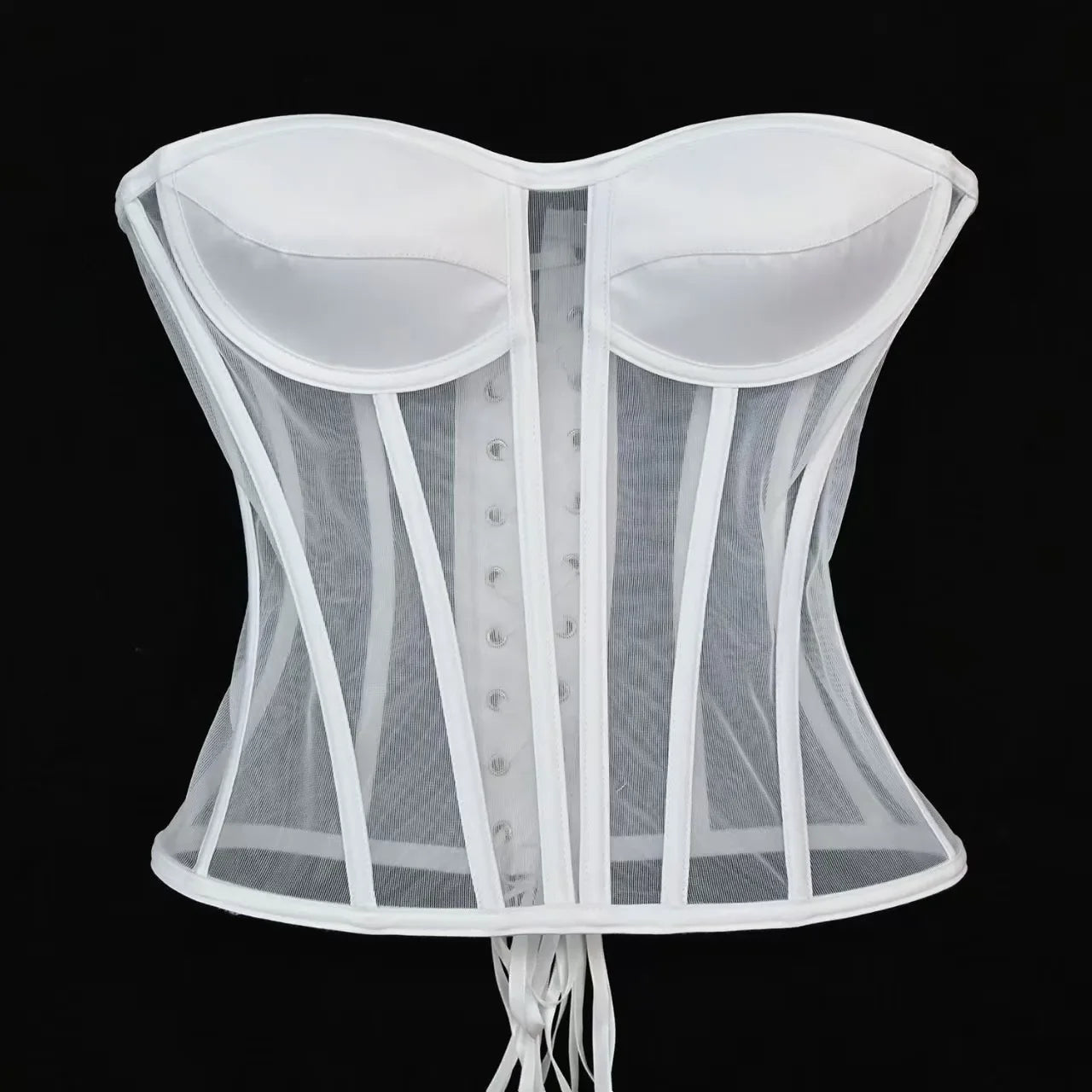 Bravellea Corset Bustier with Bra - Transparent Mesh Wedding Body Shaper